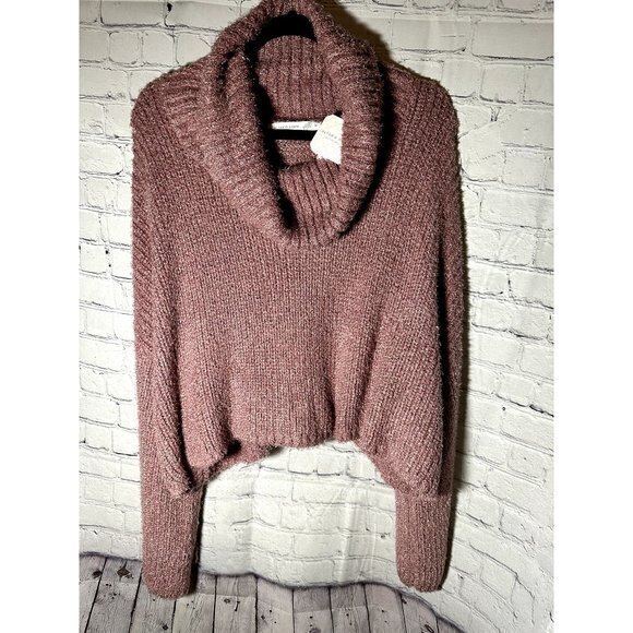 ALTR'D STATE LADIES PINK CROPPED COWL NECK SUPER SOFT SWEATER (L) NEW WITH TAGS - Picture 1 of 5